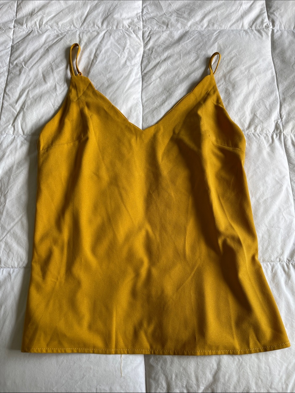 Women’s V-Neck Spaghetti Strap Tank Top in Mustard